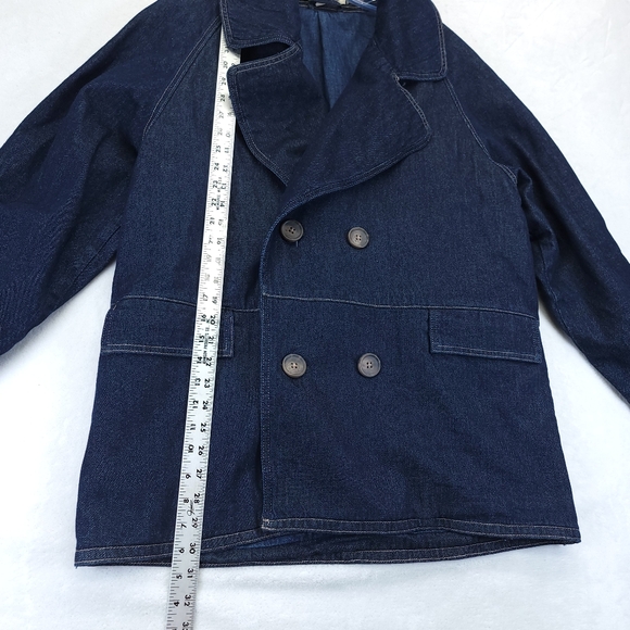 Free People Denim Car Coat Jacket 100% Cotton Oversized Rinse Wash Size M - Picture 2 of 6